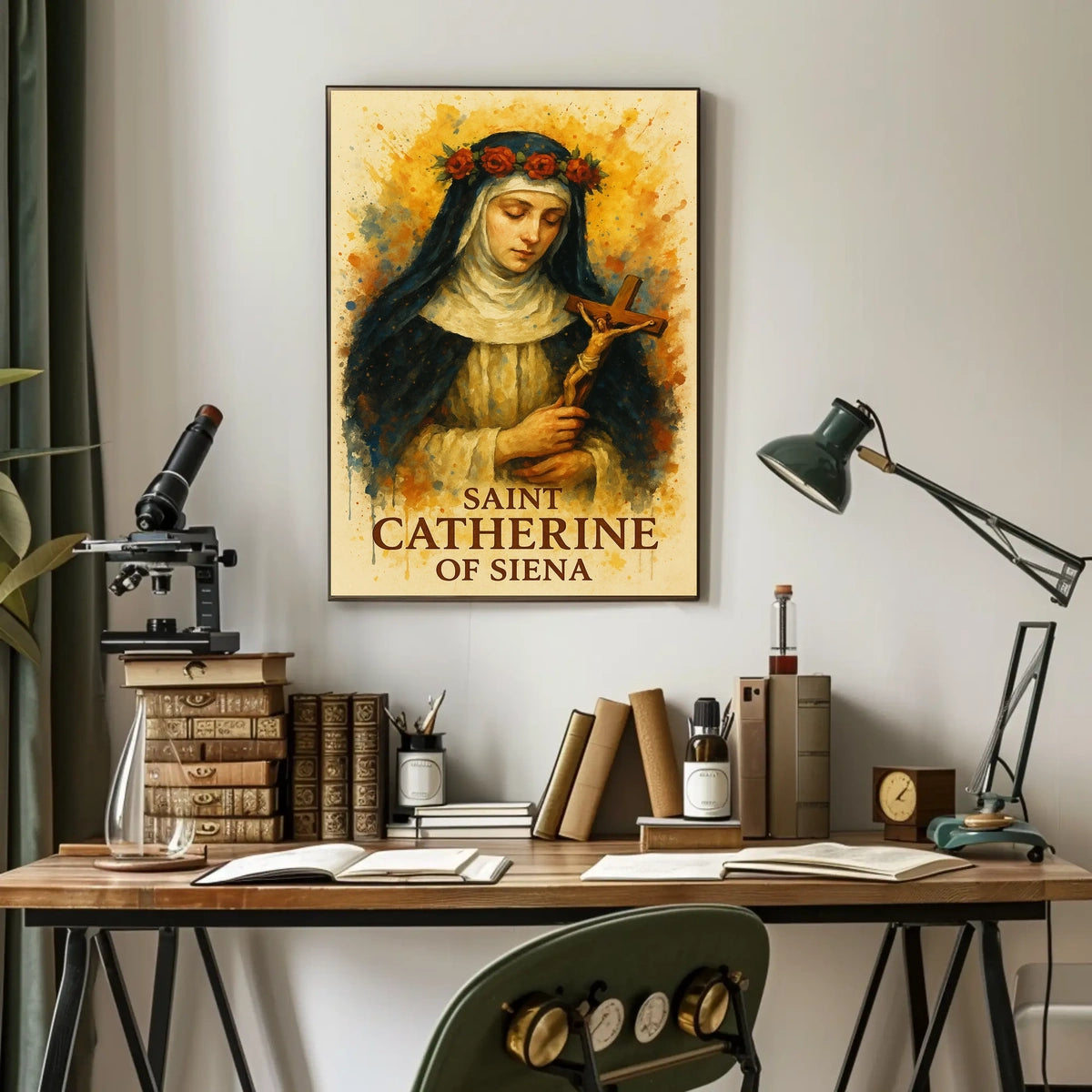 Saint Catherine of Siena In Heritage-Inspired Cultural Poster