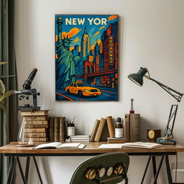 New York City Vibes Poster Scenic Cityscape Wall Art Print