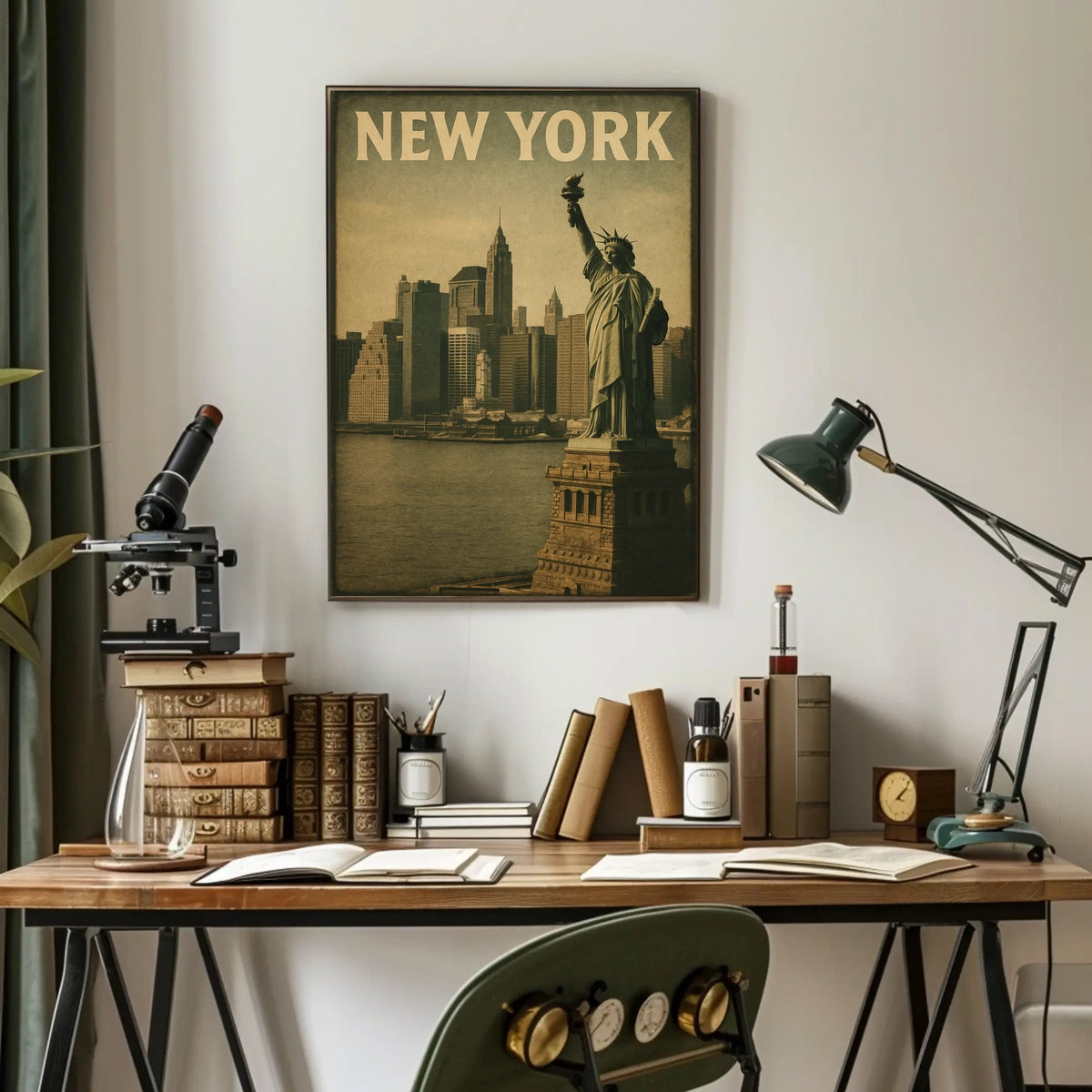 New York Skyline With Statue Of Liberty Poster