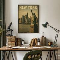 New York Skyline With Statue Of Liberty Poster