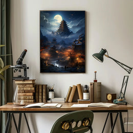 Moonlit Pagoda Serenity Poster