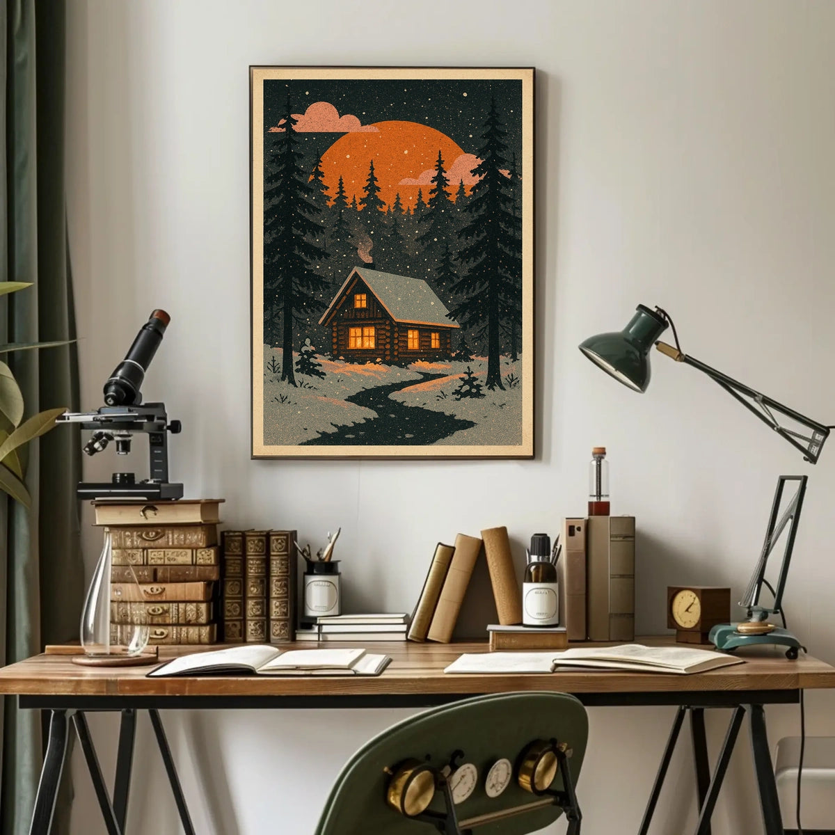 Cozy Cabin in Winter Wonderland Poster