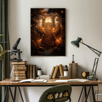 Enchanted Library Staircase Poster