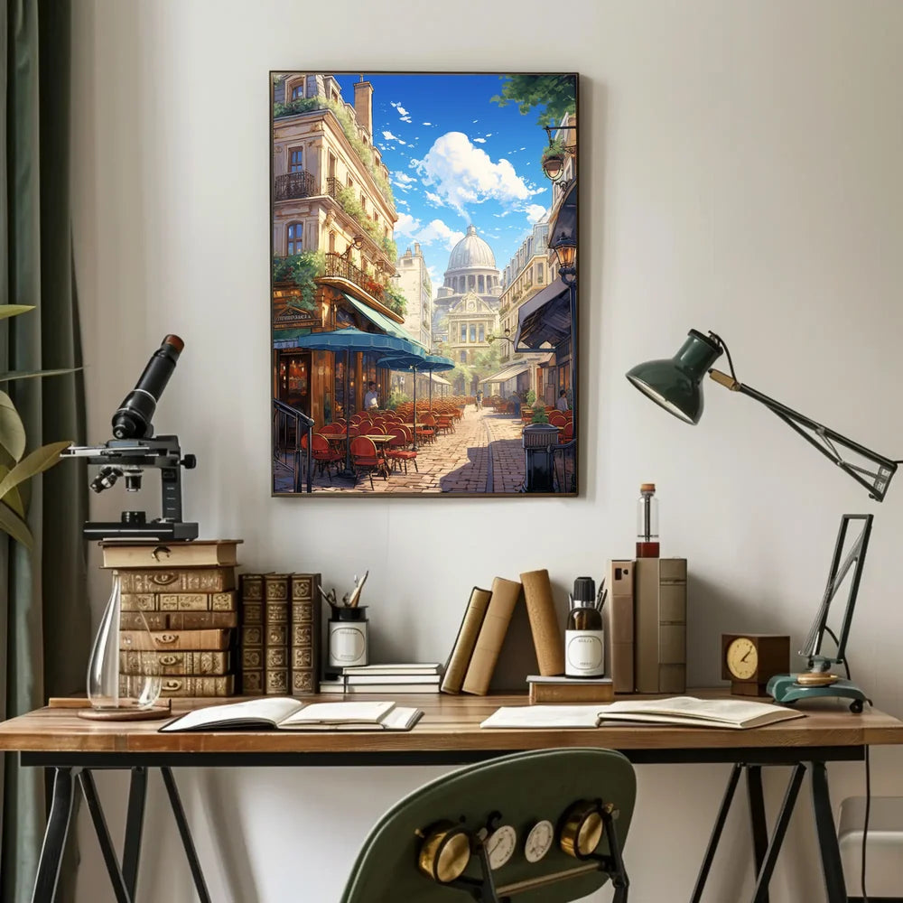 Parisian Street Scene: Vibrant European City Poster
