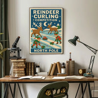 Reindeer Curling Competition Poster