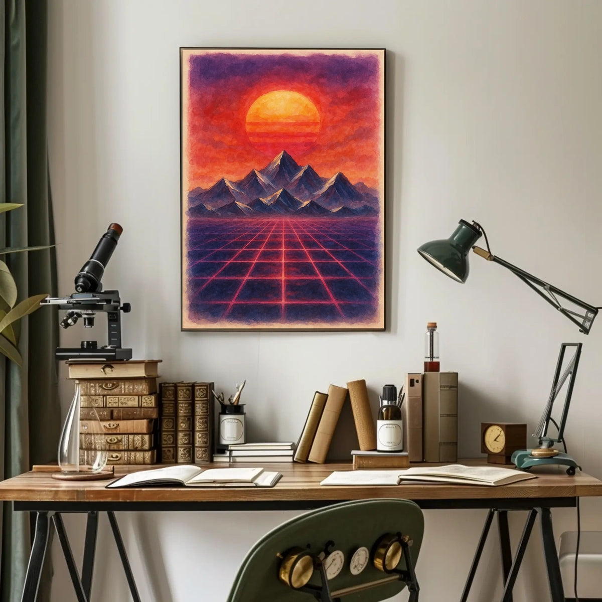 Surreal Retro-Futuristic Synthwave Art Futuristic Sci-Fi Poster
