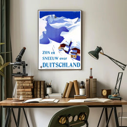 Snowy German Alps Vintage Travel Illustration Poster PosterGoat