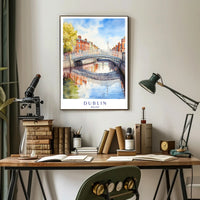 Dublin's Iconic Bridge Over River: Urban or Cityscape Poster PosterGoat