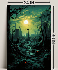 Haunted Cemetery At Dusk Poster