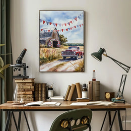 Rustic Barn And Vintage Truck Scene At Dusk Rural Poster