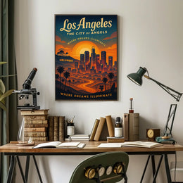 Los Angeles Dreams Illuminate Vintage Art Poster