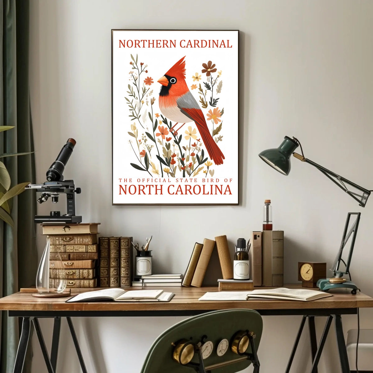 Northern Cardinal State Bird Nature Art Poster