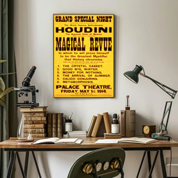 Houdini Magic Show Vintage 1914 Cultural or Heritage Poster