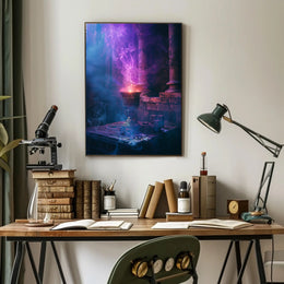 Mystical Chalice in Enchanted Stone Chamber Poster PosterGoat