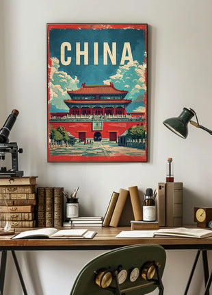 China Vintage Architectural Landmark Poster - Cultural or Heritage Poster