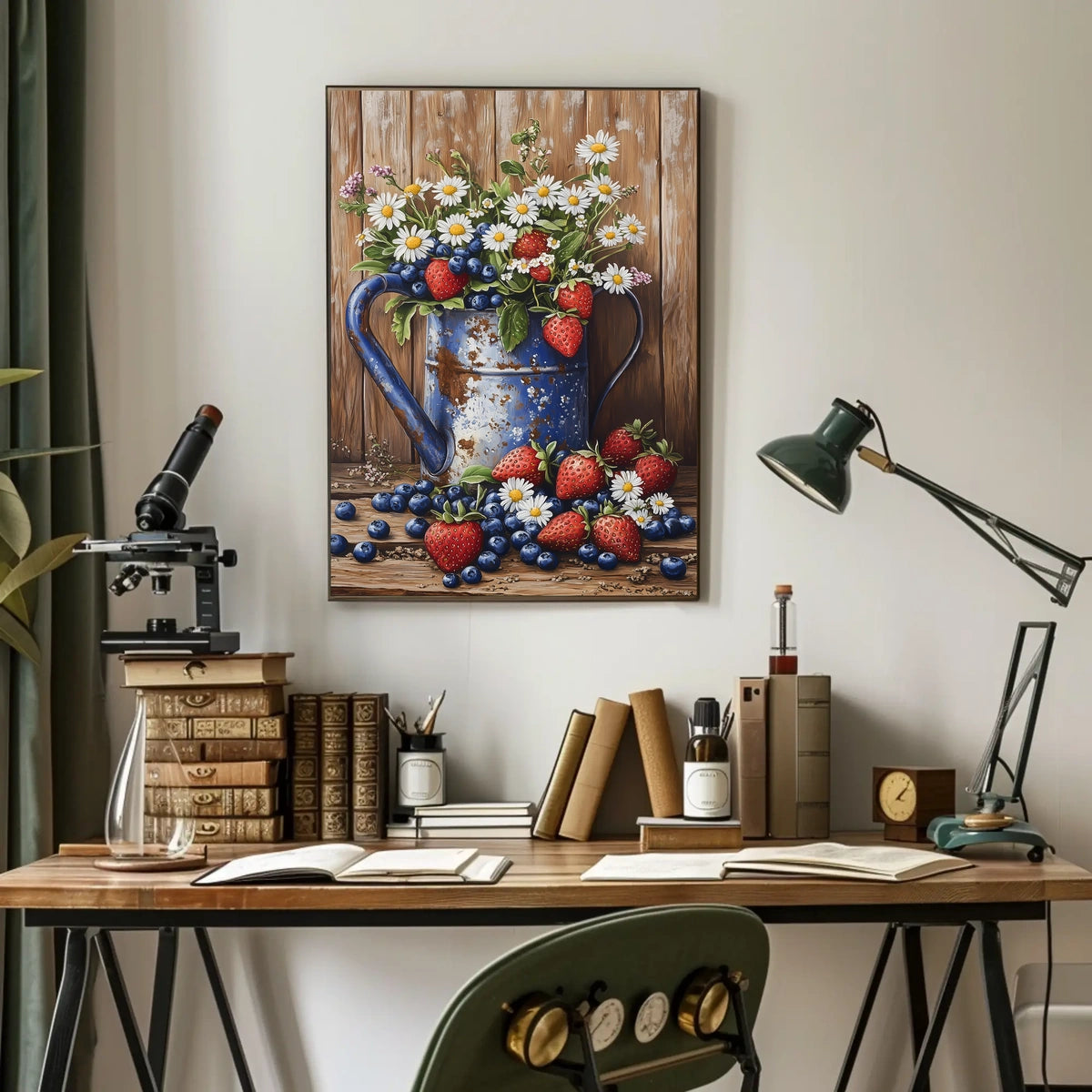Floral Still Life In Weathered Metal Watering Can Poster