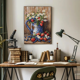 Floral Still Life In Weathered Metal Watering Can Poster