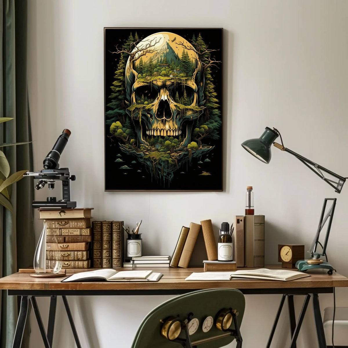 Nature-Inspired Skull Landscape Art Poster - Abstract, Artistic, or Pop Culture Poster
