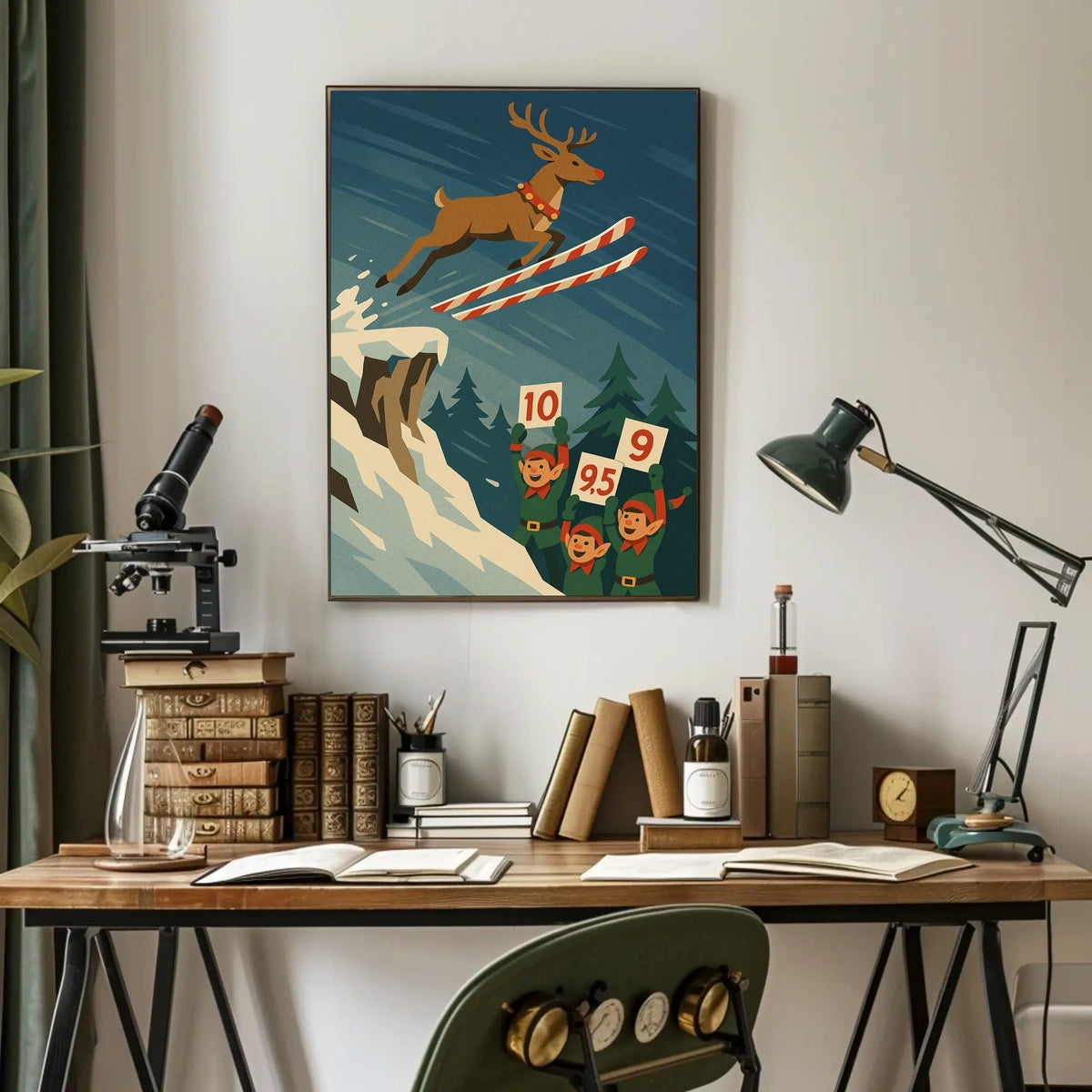 Reindeer Ski Jump Poster