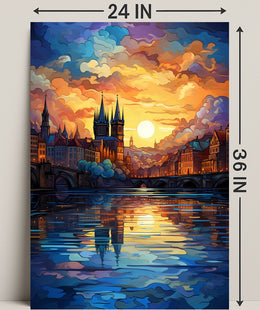 Enchanted Cityscape At Sunset Poster