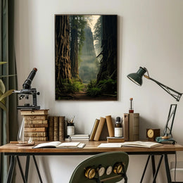 Redwood Forest Travel Poster Tranquil Wall Art Print