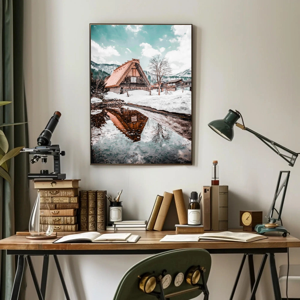 Winter Serenity In A Traditional Village Poster