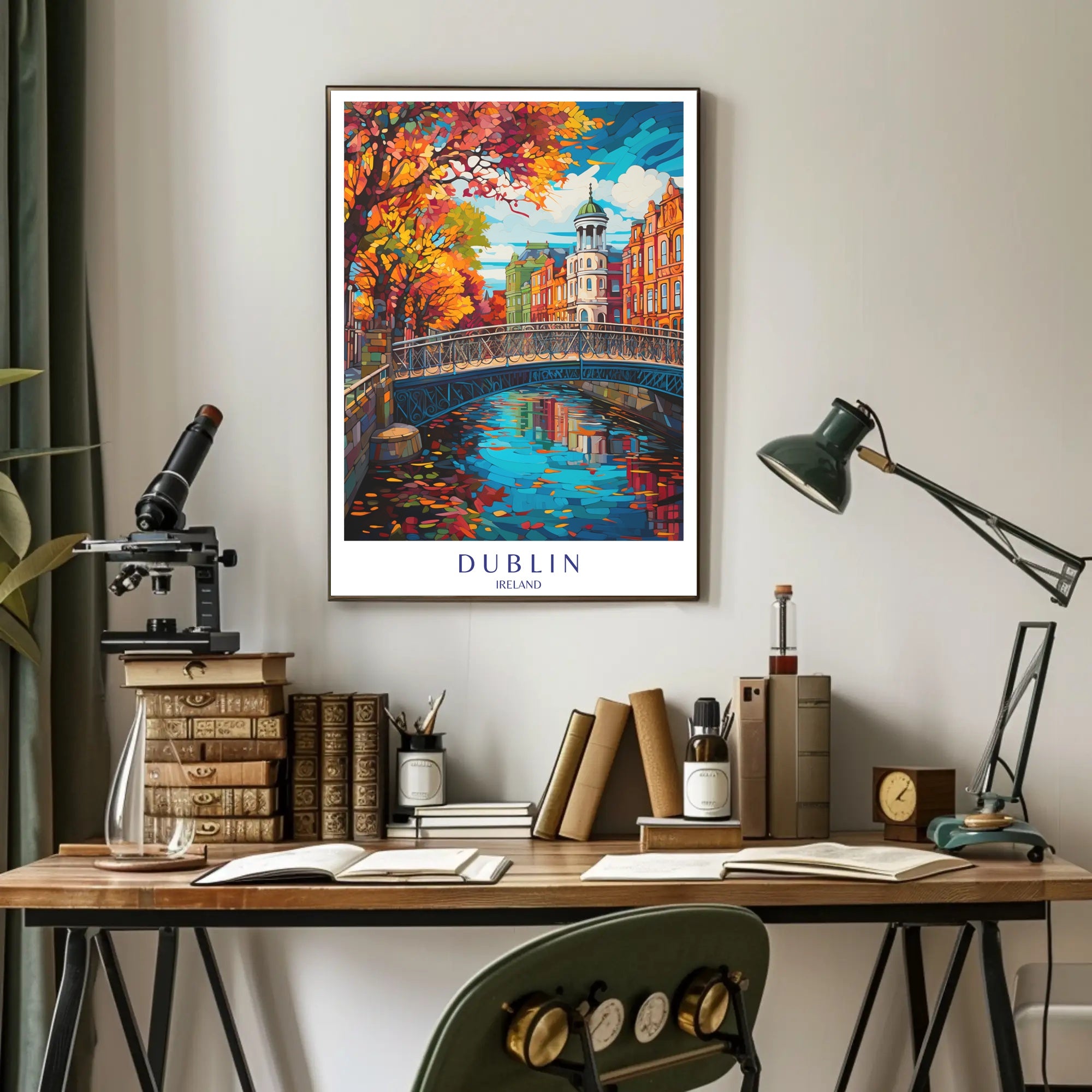 Dublin's Vibrant Bridge: European Charm Urban or Cityscape Poster PosterGoat