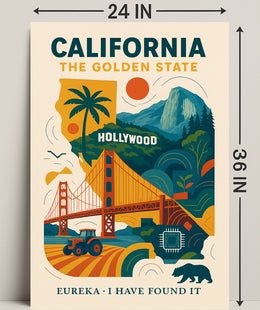 California The Golden State Wall Art Print PosterGoat