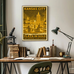 Kansas City Plaza in Gold Poster