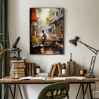 Vibrant Street Market Scene in Urban Locale Cultural Poster