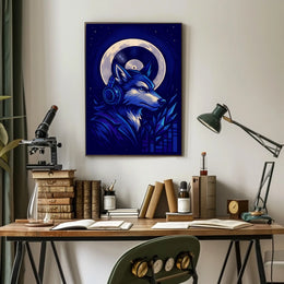 Moonlit Music Wolf Poster