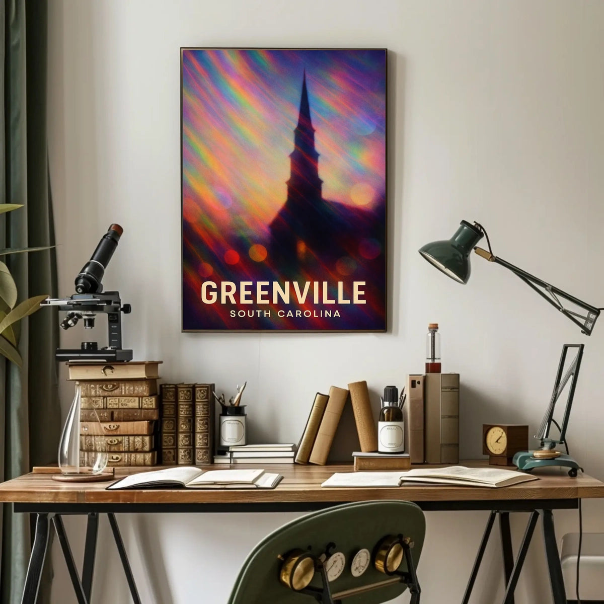 Greenville Skyline Digital Painting Wanderlust Poster