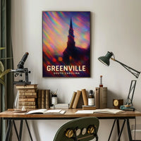 Greenville Skyline Digital Painting Wanderlust Poster