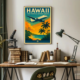 Hawaii Tropical Adventure Vintage Travel Poster