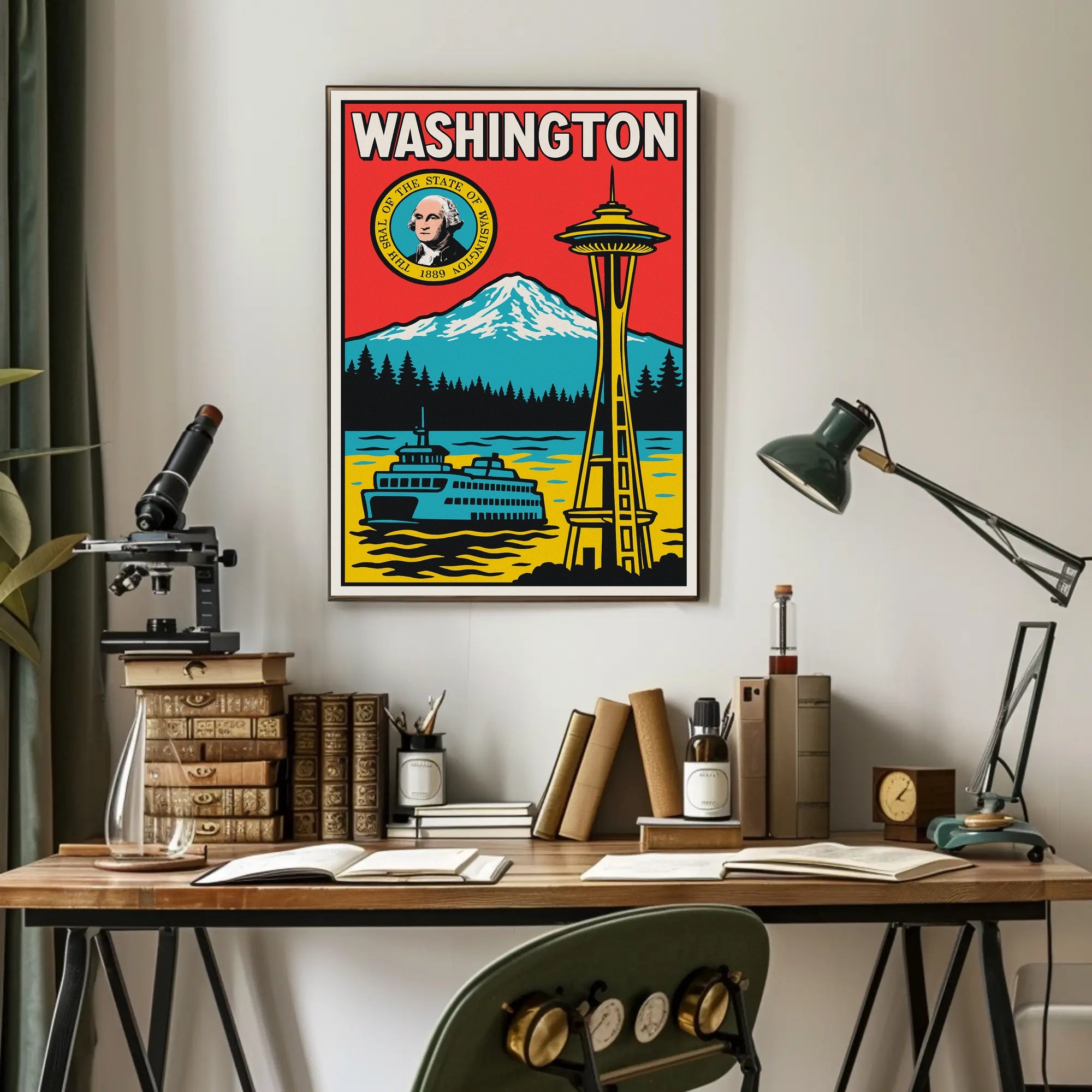 Washington State Landmarks Poster PosterGoat
