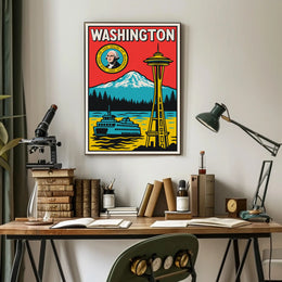 Washington State Landmarks Poster PosterGoat