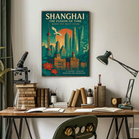 Shanghai Architecture Illustrative Modern Traditional Poster