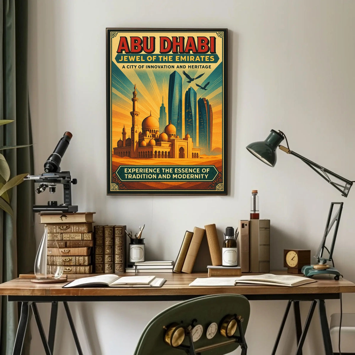 Abu Dhabi's Skyline Jewel of the Emirates Travel Poster
