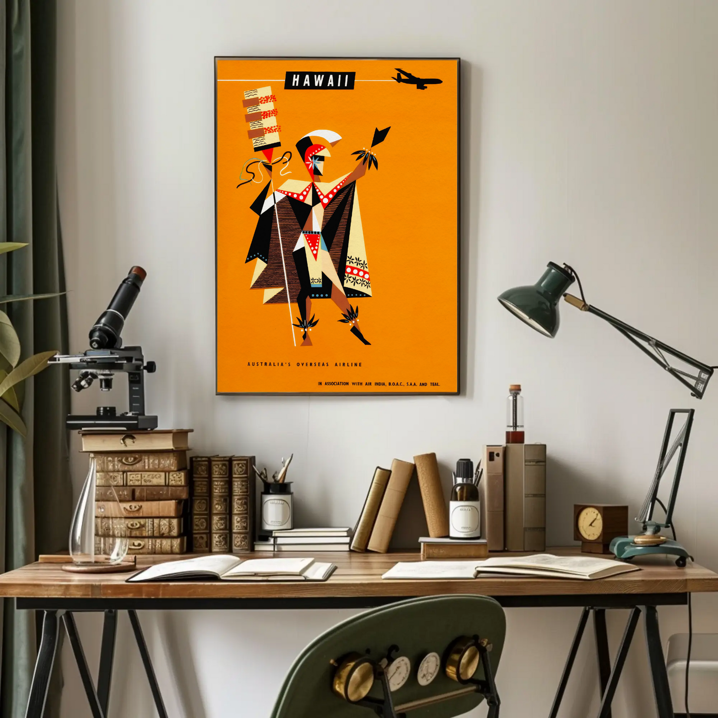 Hawaii Abstract Warrior Airline Promo Art Travel Poster