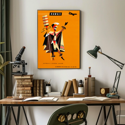 Hawaii Abstract Warrior Airline Promo Art Travel Poster
