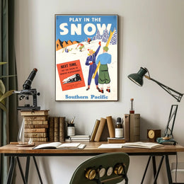 Play in the Snow with Southern Pacific Poster PosterGoat