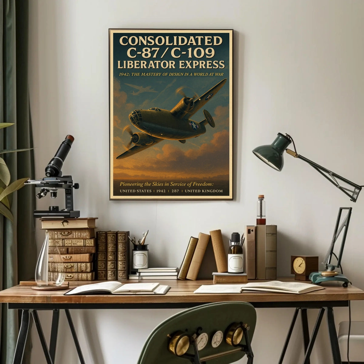 Vintage WWII Liberator Express Aviation Art Poster