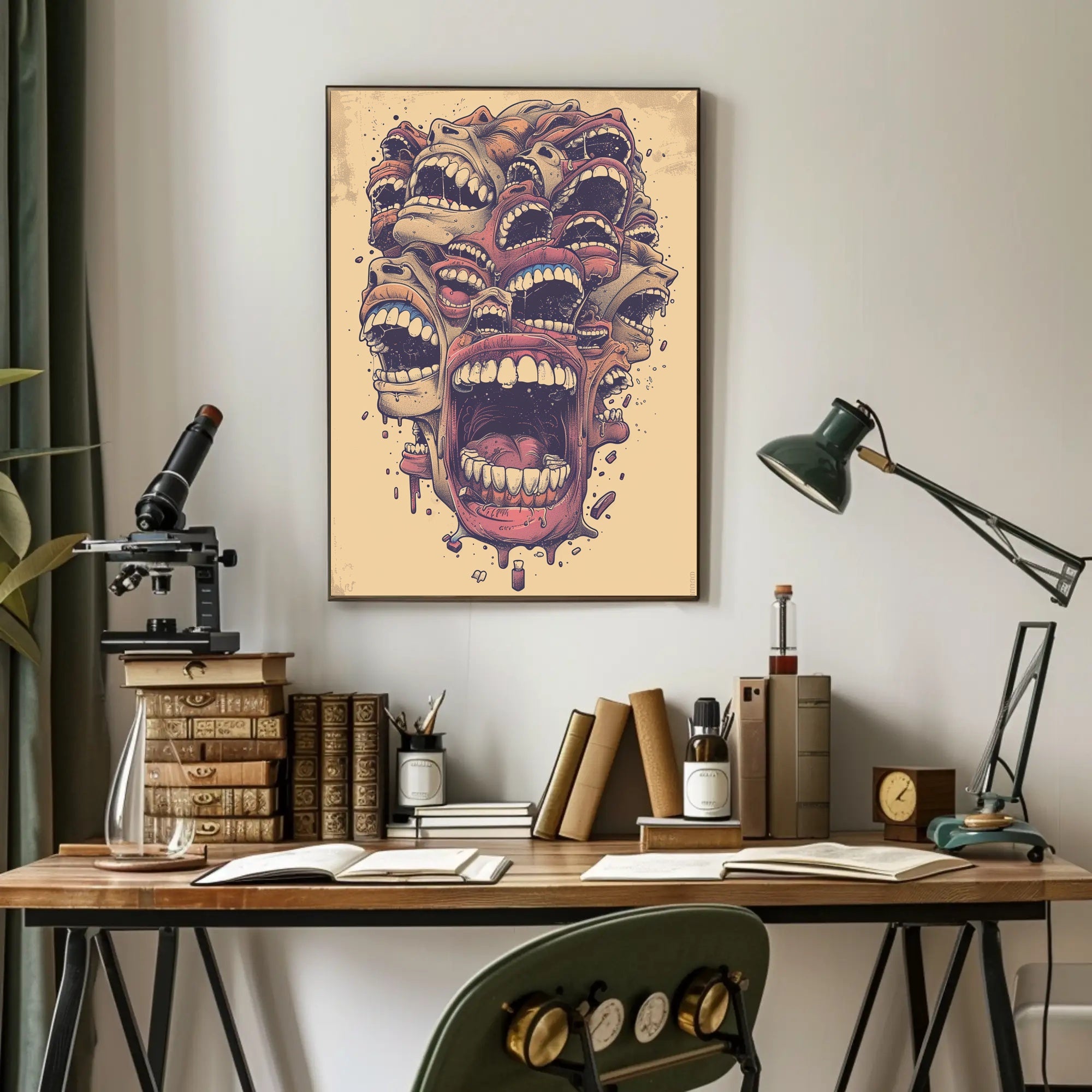 Surreal Abstract Mouths Vintage Art Poster Print PosterGoat