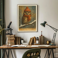 Winter Owl In Cozy Attire Poster