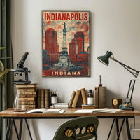 Indianapolis Monument Cityscape Retro Patriotic Poster