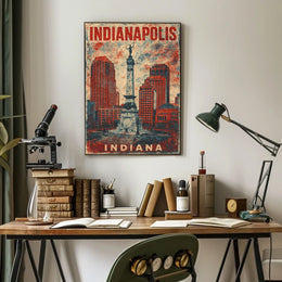 Indianapolis Monument Cityscape Retro Patriotic Poster