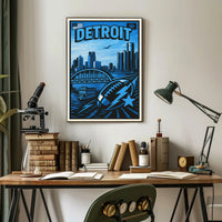 Detroit Skyline and Sports Poster PosterGoat