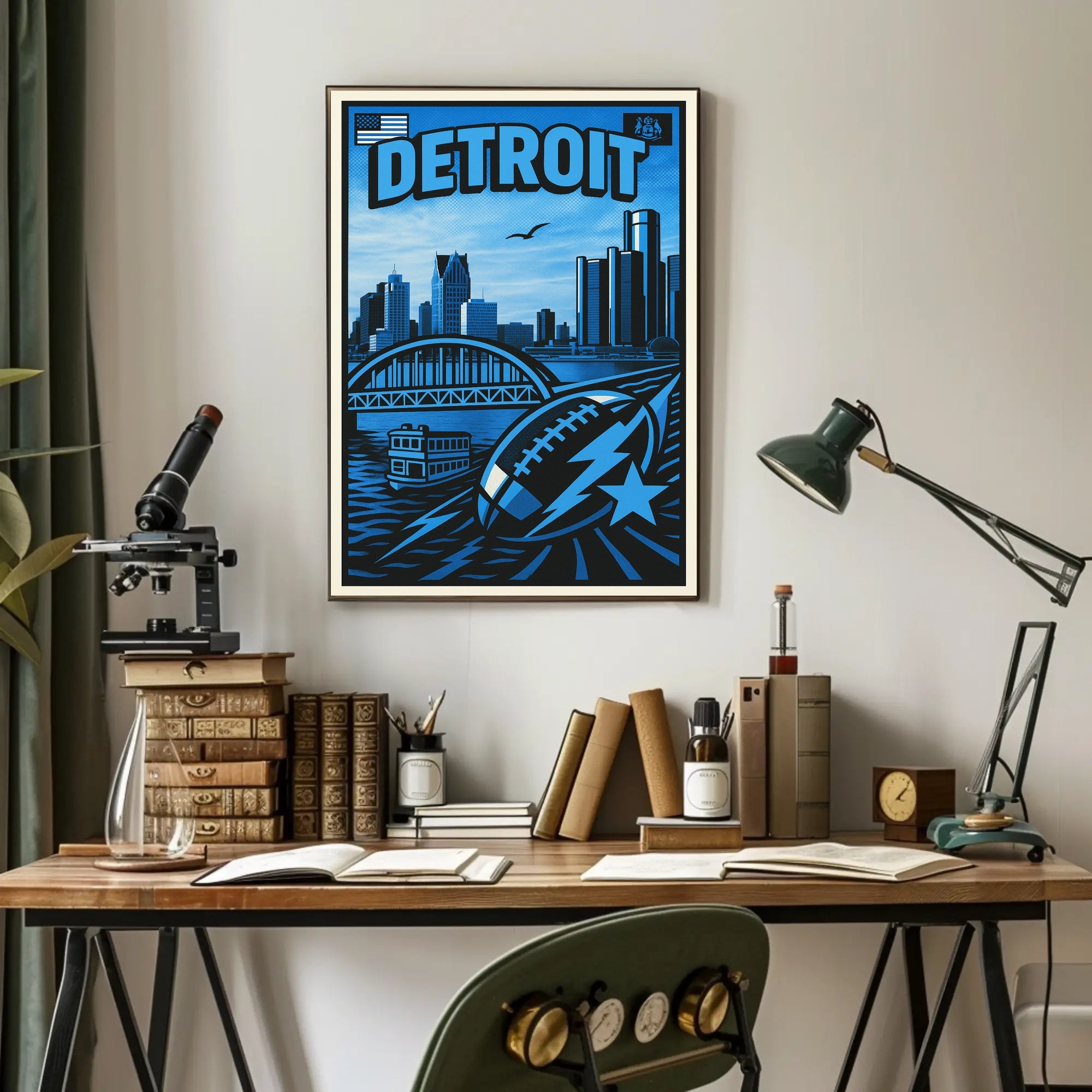 Detroit Skyline and Sports Poster PosterGoat