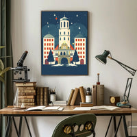Winter Night at the Clock Tower Poster