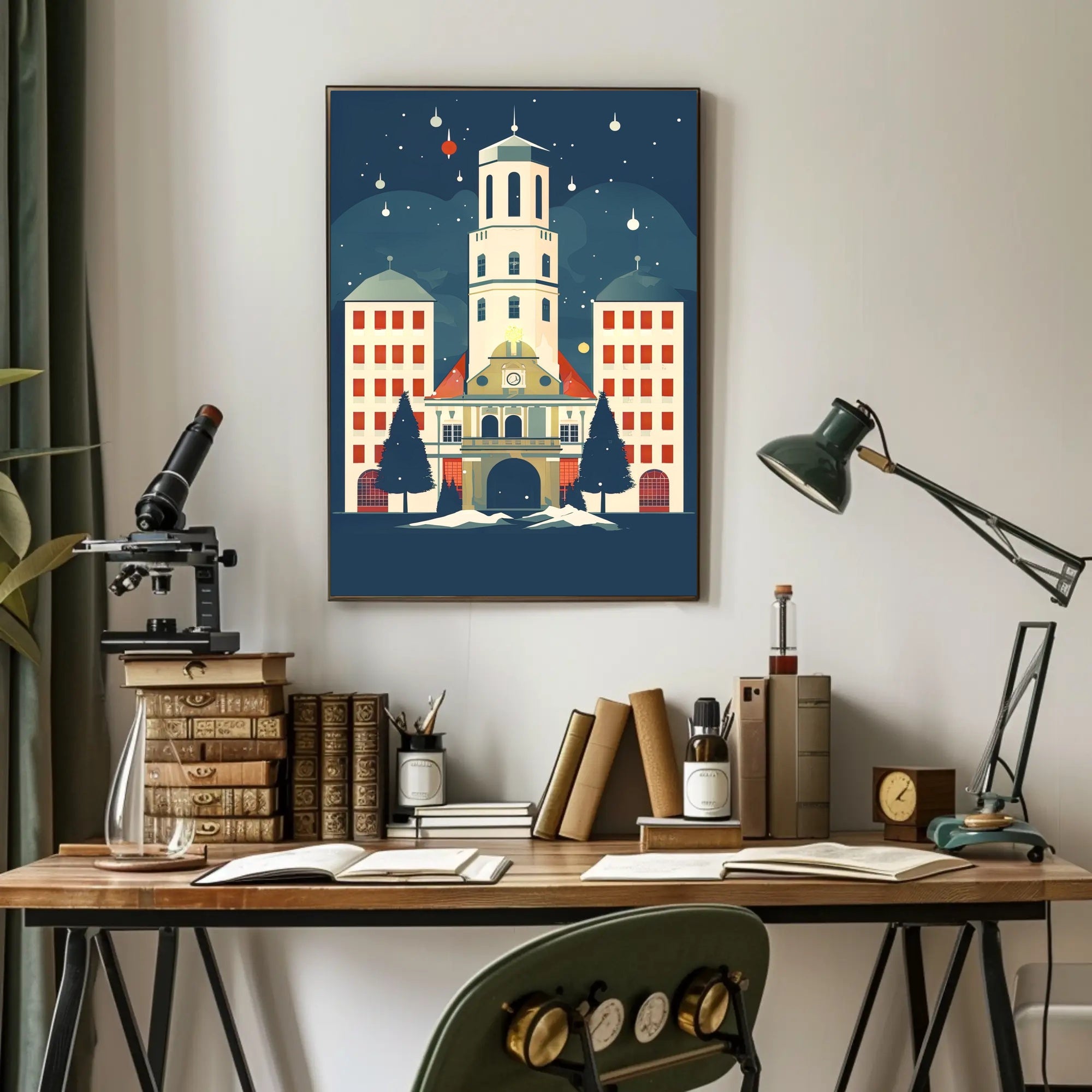 Winter Night at the Clock Tower Poster